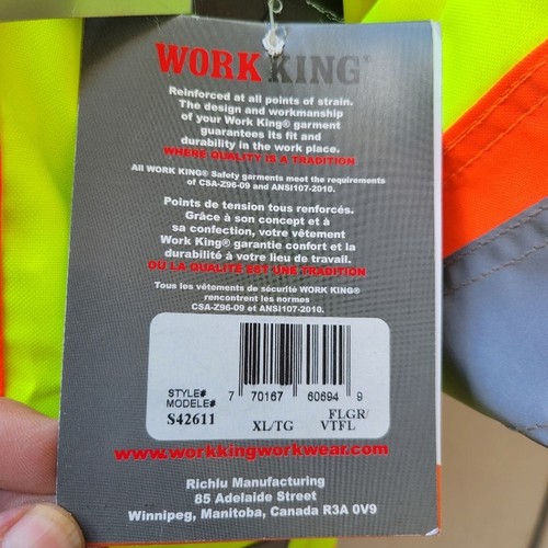 Work King Men's S42611 High Visibility 5-in-1 Safety System Jacket / Parka L - Picture 10 of 11