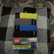 Hanes Boys M 10-12 X-Temp Mesh Boxer Briefs Lightweight 4 Pack Underwear
