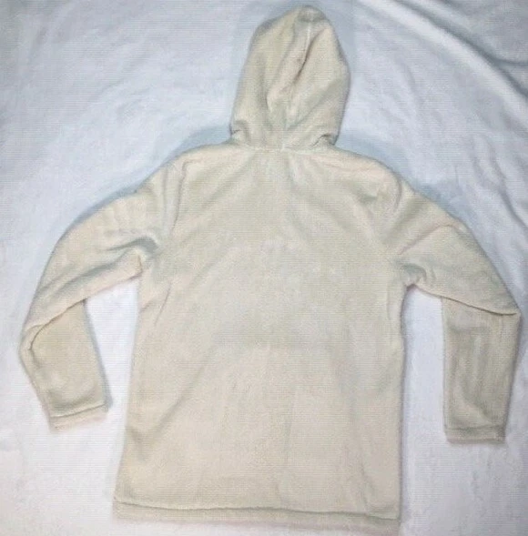 OFF WHITE Felpa uomo Pacsun fuzzy morbida felpa con cappuccio 1 4 zip pullover beige avorio felpa media