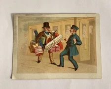 Strawbridge Clothier Victorian Trade Card Train Conductor Man With Presents