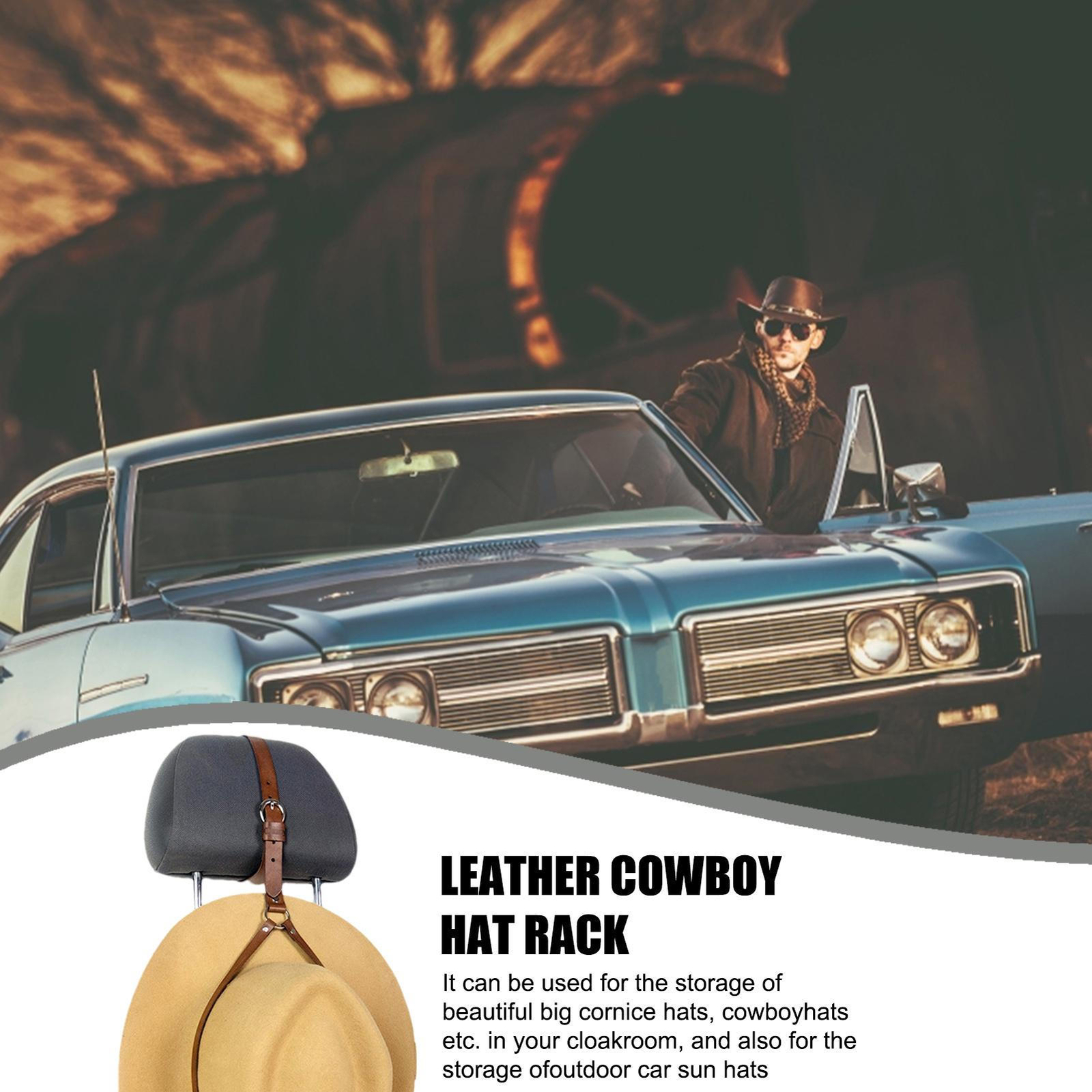 Cowboy Hat Rack Cowboy Hat Hanger PU Leather Sun Hat Storage Stand for