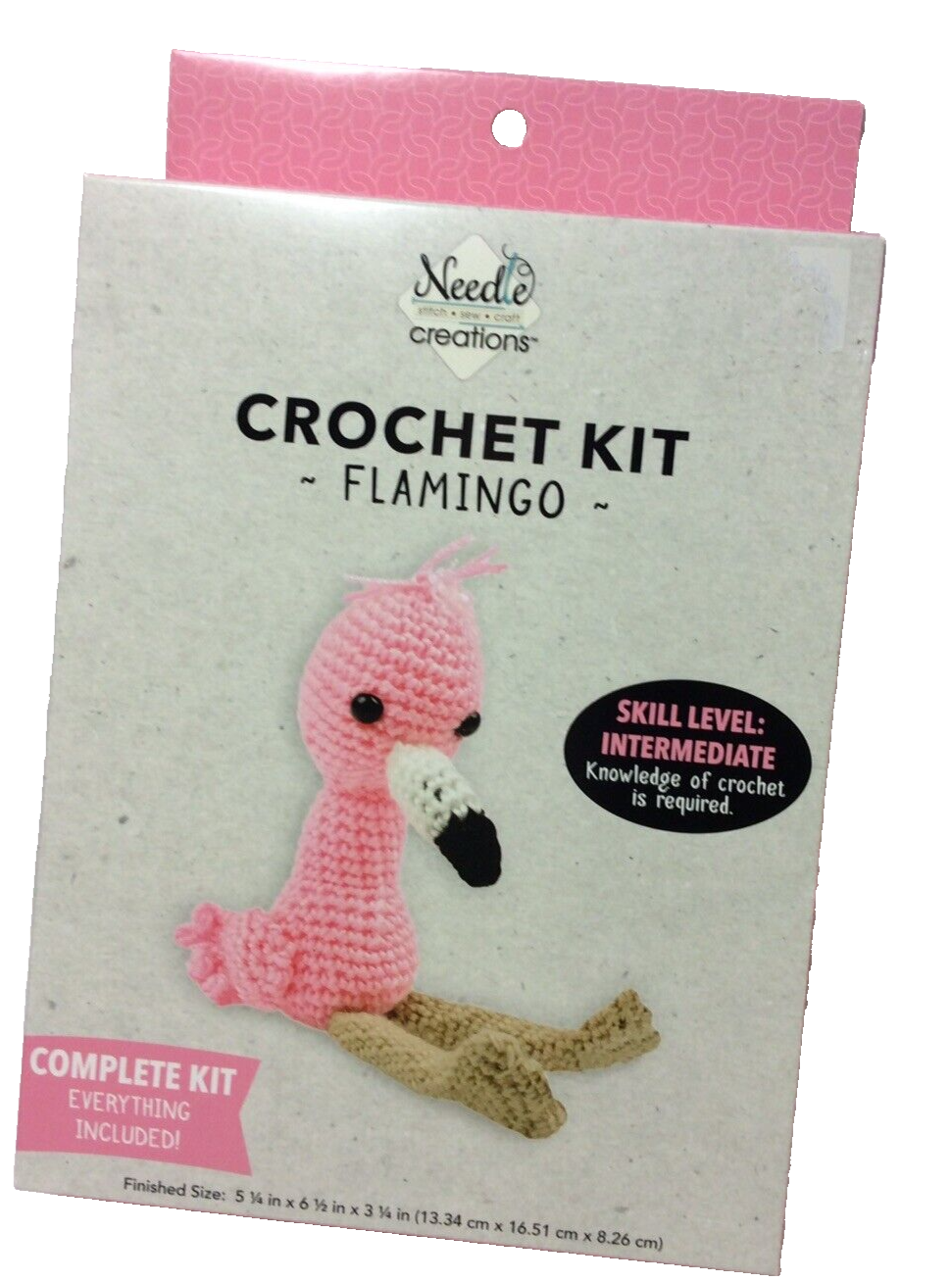 Fabric Editions Stitchin' Kidz Crochet Kit Flamingo 699919278817 for