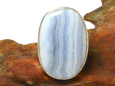 Blue Lace AGATE  Sterling  Silver 925  Gemstone  RING  -  Size  N  -  Gift Boxed