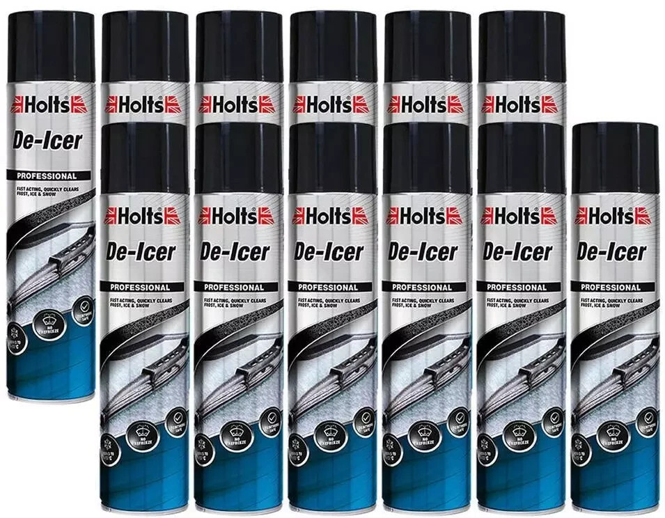 12 x Holts Car De-Icer Melts Windscreen Ice Frost Snow Aerosol Deicer 600ml