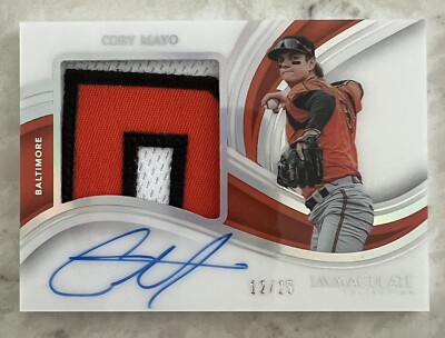 2023 Panini Immaculate Coby Mayo Premium Patch Auto Prospect Rookie 12/25 Oriole
