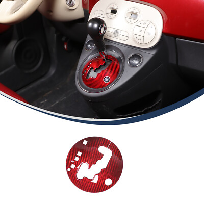 Red Gear Shift Lever Cover Genuine Carbon Fiber For Fiat 500 2010-2015