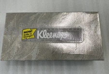 Kleenex 80s Silver Swirl Classic Foil 175 2ply NOS White Decor Prop Tissue