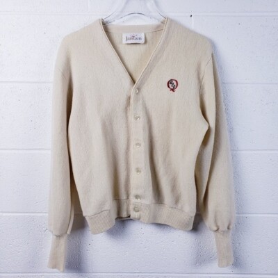 Vintage Jantzen Cardigan Sweater V-Neck Embroidered Grandpa Size Medium
