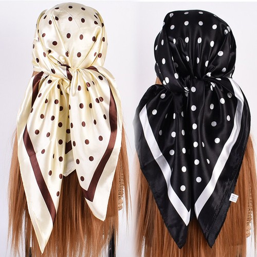 Femme Soie Foulard Écharpe Foulard Carré Satiné Echarpes