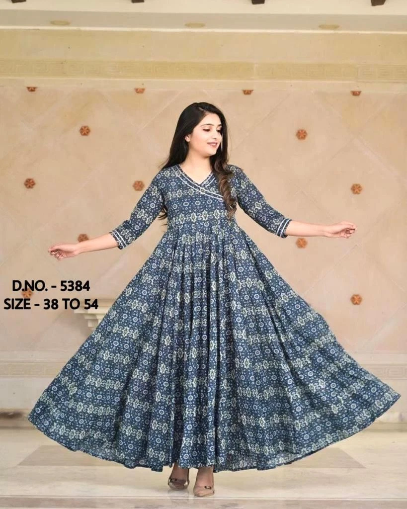 Buy Women's Georgette Solid Pattern Full Sleeve Full Stitched Gown |  Designer Anarkali Gown Georgette Digital Printed Suit for Women(Pack of 1)  (X-Large) Blue at Amazon.in