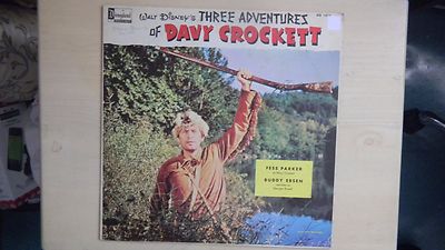 THREE ADVENTURES OF DAVY CROCKETT Disneyland Records LP 60s