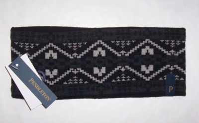 NWT Pendleton 4 CORNERS BLACK Aztec Fleece-Lined MERINO WOOL HEADBAND Men/Women