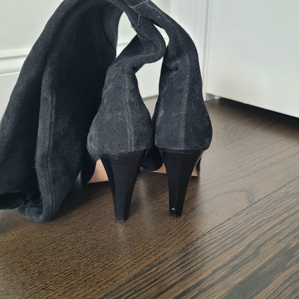 MICHAEL Michael Kors Olivia Tall Black Suede Boot Sz 6 Goth Neutral Sexy image 5