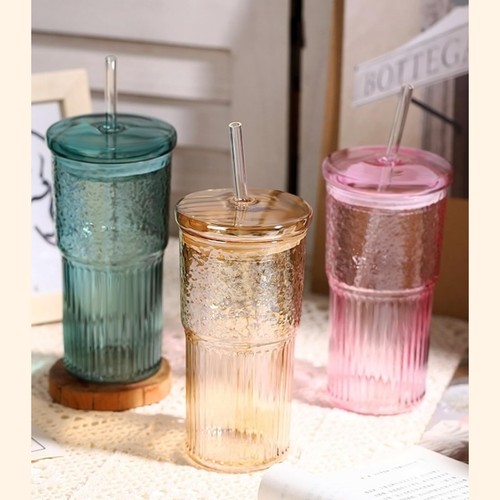 Glass Cups with Straws and Lids 2 Pack 20oz Drinking Jar Glass Iced Coffee Cu... - Picture 6 of 6