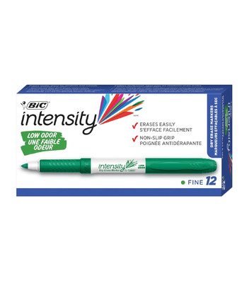 BIC Intensity Green Low Odor Dry Erase Markers Fine Tip 12 Count Pack of