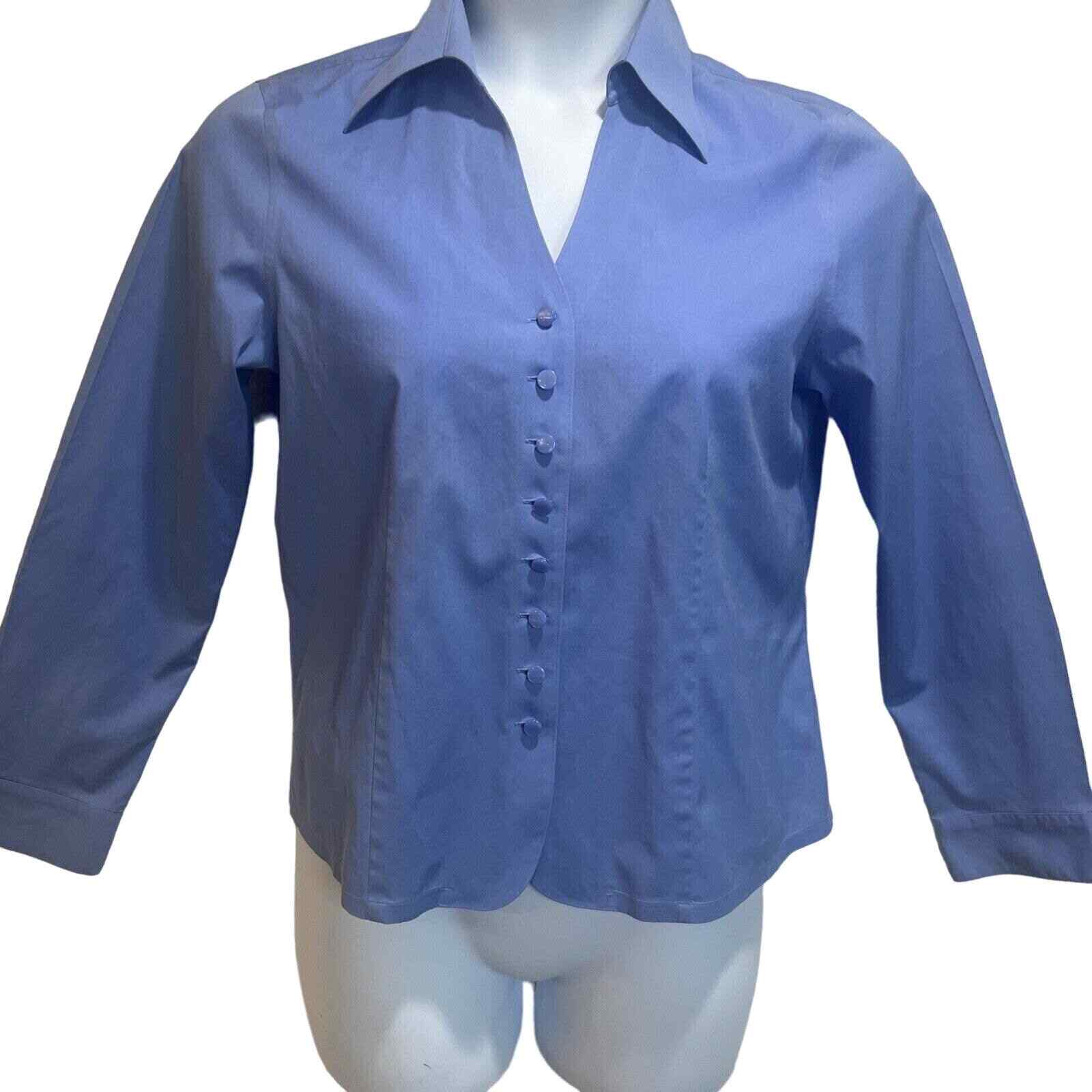 Talbots Wrinkle Resistant Fitted Button up Blue S… - image 1