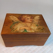 Thorens Switzerland Swiss Movement Music Box w/ Victorian Angel Plays Brahms