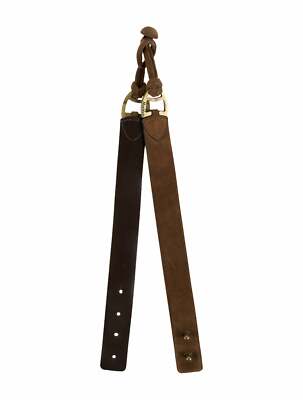 Max Mara Bag Strap Replacement Brown Leather Suede Brass Hardware Braid Knot