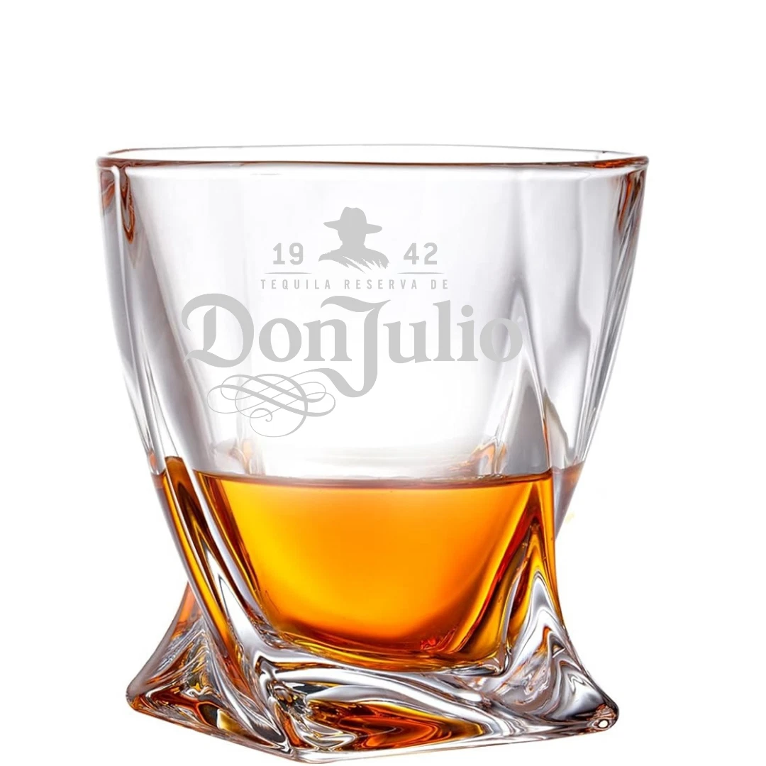 Engraved Don Julio Twisted Whiskey Glass - Twisted Whiskey Glasses