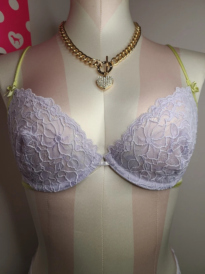 New Victoria's Secret Vintage Lace Bra/ Panty Set Size 34C/sm - Violet/ Melon - Image 4 of 4