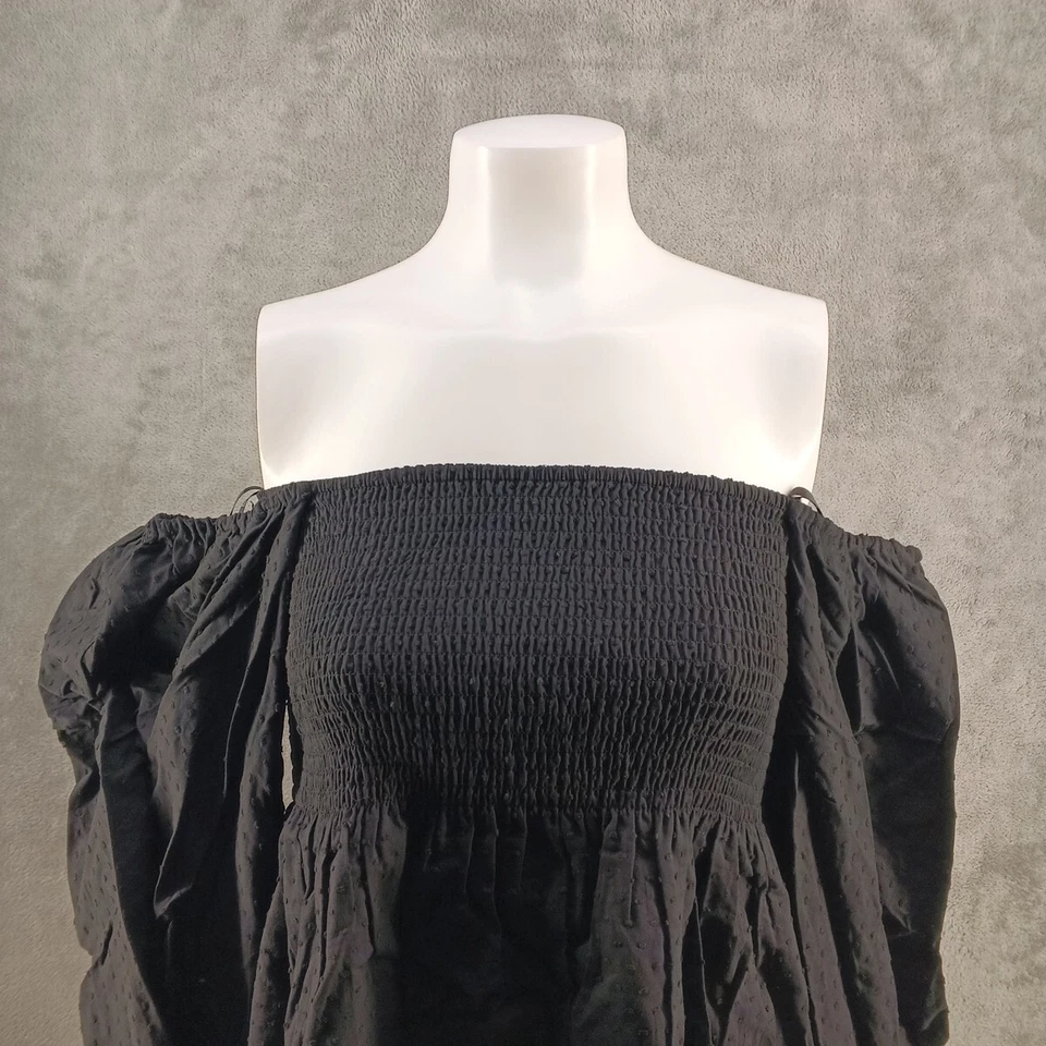 NUEVO CON ETIQUETAS JL LUXE Mujer Mini Vestido Calzado GRANDE (12-14) Negro Manga 3/4 100% Algodón Foto 3 de 4