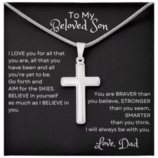 To My Son Cross Necklace, Keepsake Gift Birthday Gift For Son From Dad  Mom