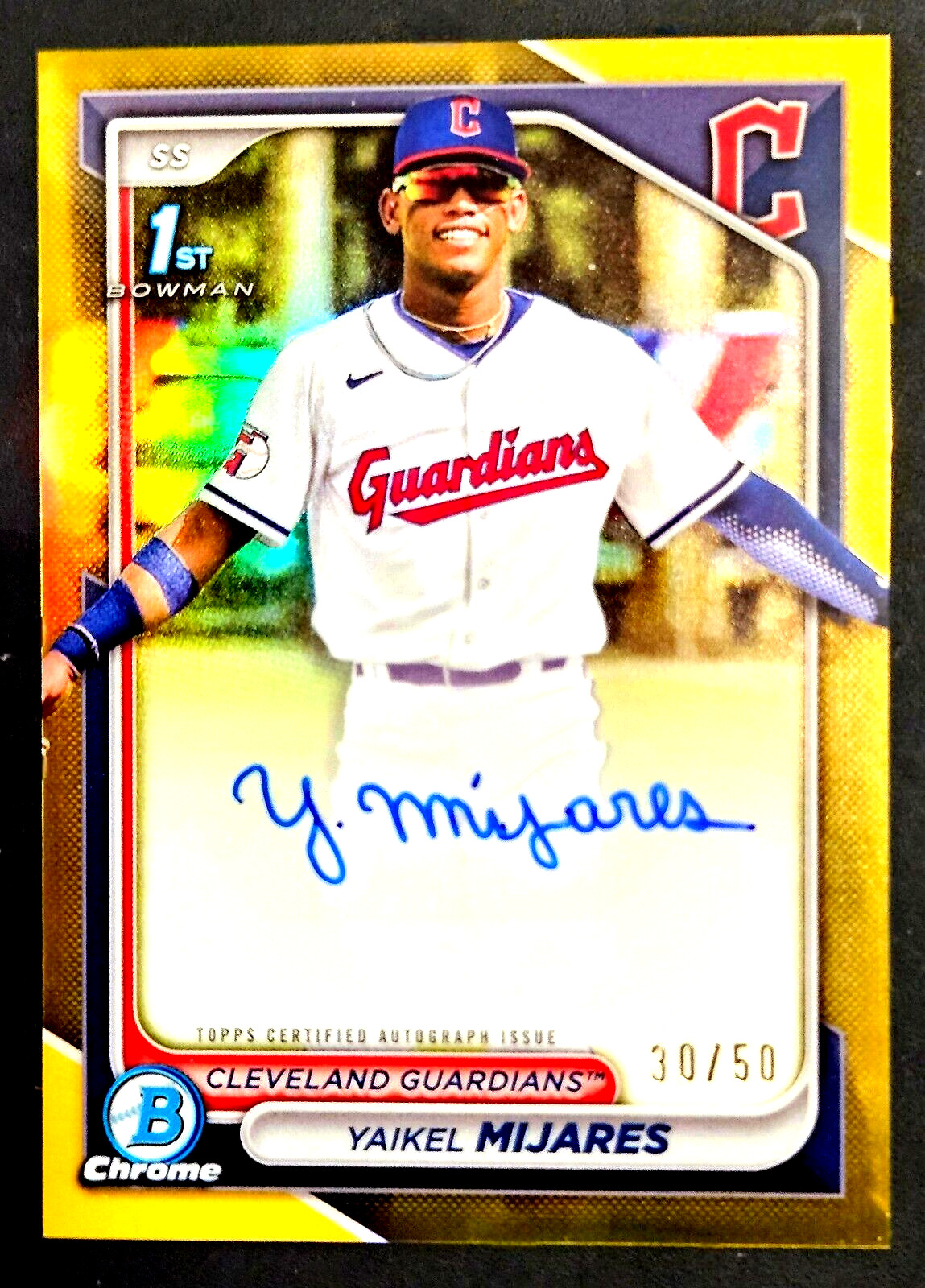 2024 Bowman Chrome Prospect Autographs Yaikel Mijares 1st Auto True Gold SP /50