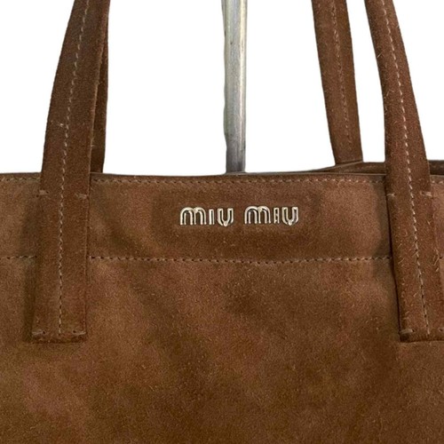 Prada Miu Miu Two Tone Suede Shopper Tote Handbag Brown Authentic - Picture 3 of 8