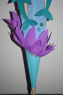 Schultüte Stoff Delfin mit Blumen Rosa Regenbogen Glitzer Tüll
