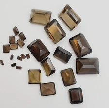 Natural Bright Smokey Quartz Faceted Loose Gemstones 3 pieces Octagon 16x12