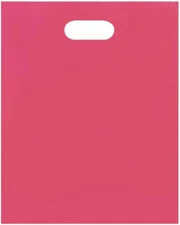 1000 Pink Plastic Bags Shopping Merchandise Retail Gift 12" x 15" Diecut Die Cut