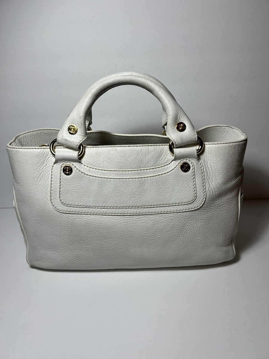CELINE Vintage Boogie Bag White Leather Handbag Authentic 