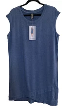 Active Life Women's Modal Knit Sweatshirt Dress SZ Large Blue Cap Sleeve $89 NEW