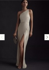 Anthropologie BHLDN Dylan One Strap Satin Side Slit Gown Size 6 Champagne