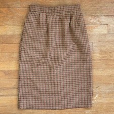 Vintage Woven Houndstooth Skirt Womens Size Small 27-28" Waist 1980s Wool Blend