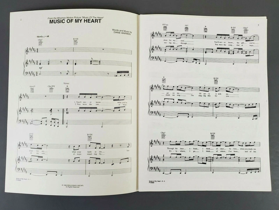 Music Of My Heart Estefan NSYNC Timberlake Sheet Music Piano Guitar Pop 1999 - Image 2 of 4