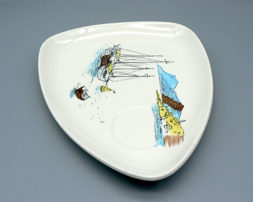 MIDWINTER POTTERY CANNES NEW SHAPE TV TRAY TENNIS PLATE 1950S 243/TV HUGH CASSON - Picture 7 of 11