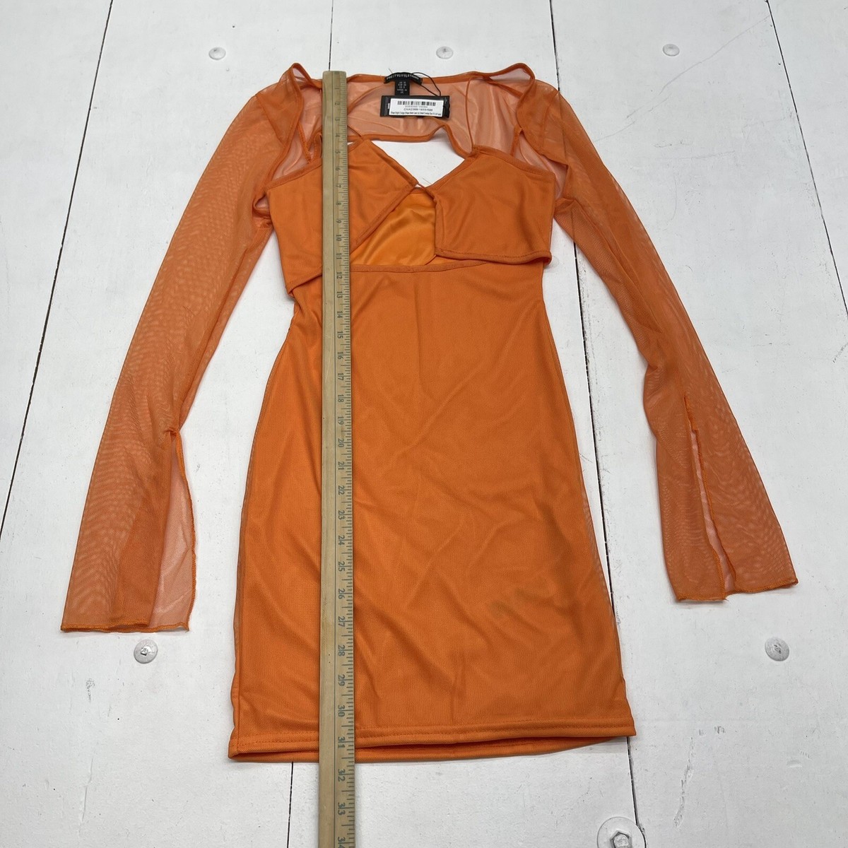 pretty little thing orange bodycon dress Prettylittlething Women Bodycon Dress SZ 8 Medium Orange Striped One Shoulder