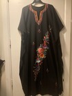 New Caviar Black Heirloom Long Kaftan Lounge Dress Kashmir Embroidered Floral — photo 3