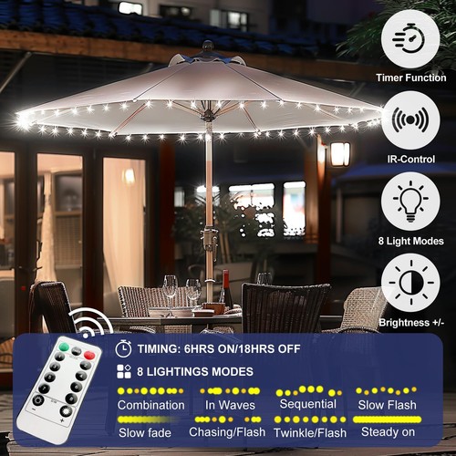 Patio Umbrella Lights Cordless LED Market Table Umbrella Lights with Remote C... - Picture 5 of 7