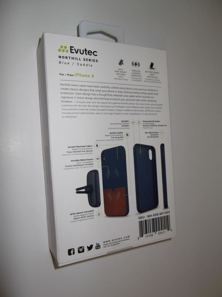 NUEVA Funda Evutec Serie Northill Azul/Silla de montar para iPhone X, iPhone 8/7/6S/6 Foto 2 de 4