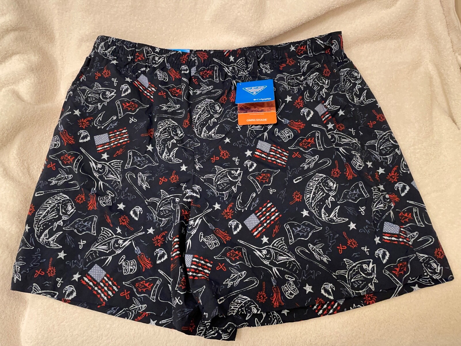 Columbia PFG Clearwater Shores FLAG  Water Swim Trunks OMNI-SHADE Men L   NEW thumbnail 7