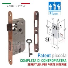 SERRATURA PATENT PORTE INTERNE BUSSOLE ENTRATA 45 BORDO TONDO BRONZATO TRE TORRI