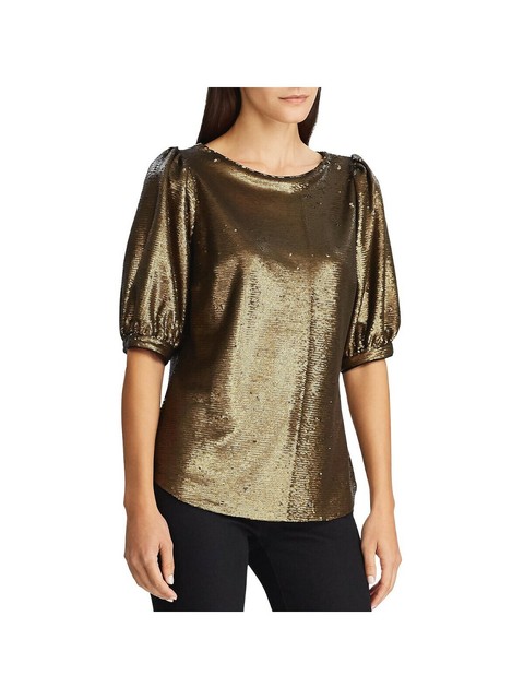 womens gold sequin top