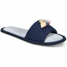 INC International Concepts Womens Small 5/6 Tassel Slide Slippers Navy Blue FLAW