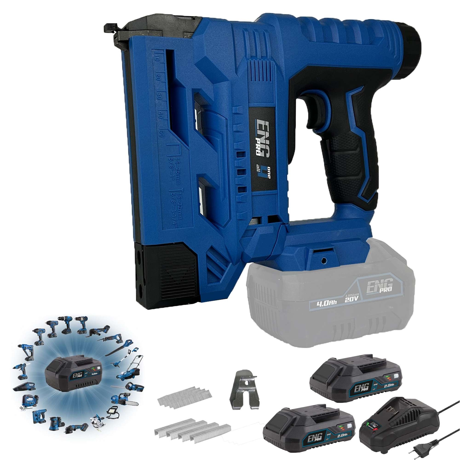 Graffettatrice e Sparachiodi Linea professionale ONE4ALL 20V - 2 batterie 2.0Ah