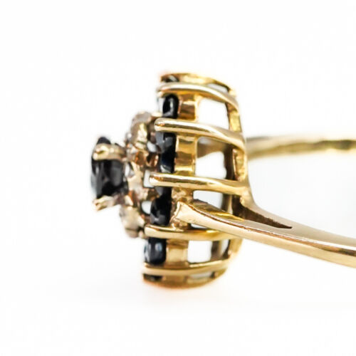 Sapphire & Diamond Cluster Ring 9ct Yellow Gold Size Q 1/2 #65875 - Picture 7 of 8