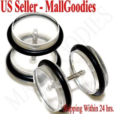 V111 Fake Cheaters Illusion Faux Ear Plugs 4G 2G 0G 00G 7/16" 1/2" Clear 8 10mm