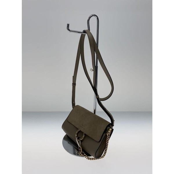 Authentic Chloe Mini Crossbody Shoulder Bag Ring Gold Dark Green Logo Women's