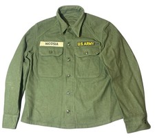 Vintage 1950s Korean War U.S. Army OG 108 Olive Green Wool Field Shirt Mens M